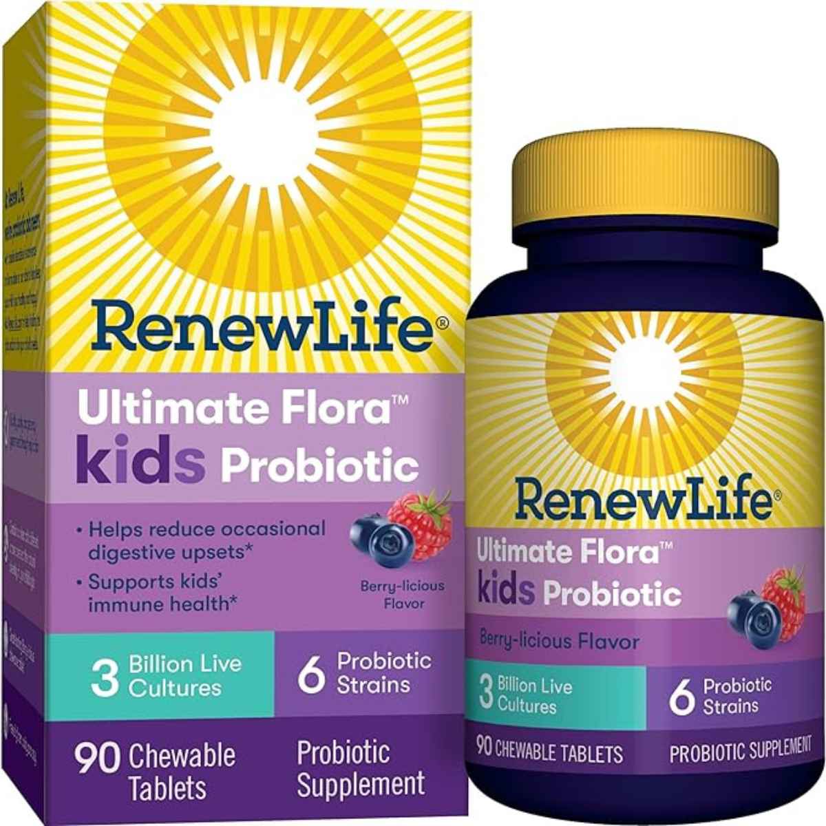 Renew Life Probióticos Para Niños 3 Mil Millones CFU - Tabletas masticables