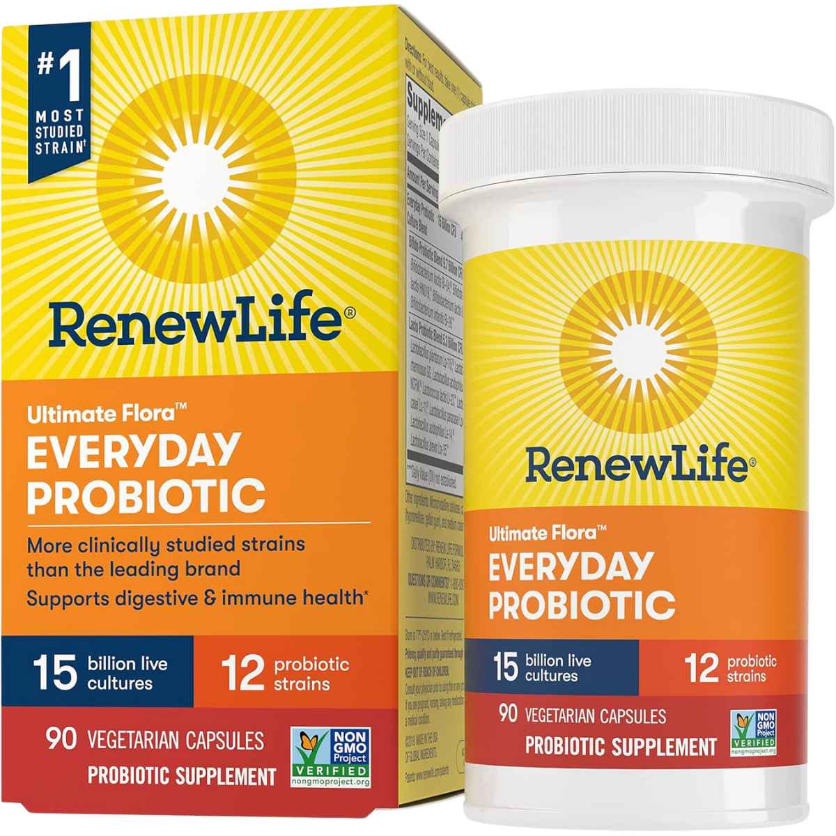 Renew Life Ultimate Flora Probiótico Diario 15 Mil Millones CFU - 90 Cápsulas Vegetarianas - Haz Tu Pedido