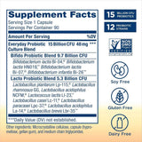 Renew Life Ultimate Flora Probiótico Diario 15 Mil Millones CFU - 90 Cápsulas Vegetarianas - Tabla Nutricional - Haz Tu Pedido