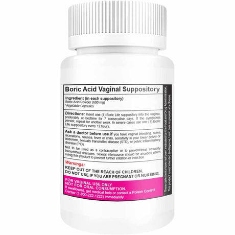 NutraBlast Ácido Bórico  - 60 Supositorios Vaginales - Tabla Nutricional - Haz Tu Pedido