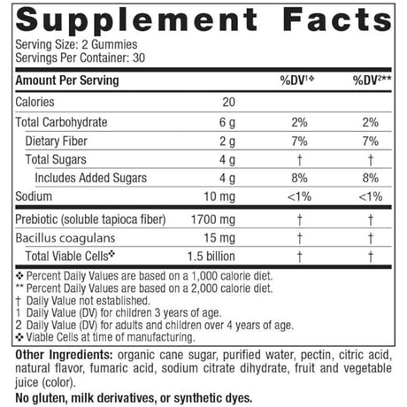 Nordic Naturals Probiótico Para Niños - Sabor Explosion de Bayas y Uvas - 60 Gomitas - Tabla Nutricional - Haz Tu Pedido