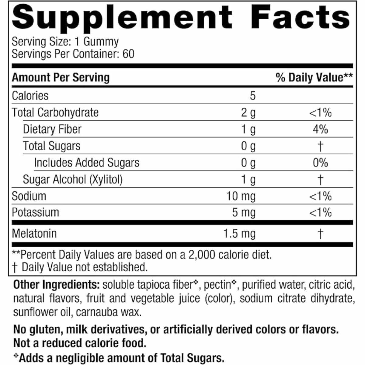 Nordic Naturals Melatonin  - Sabor Frambuesa - 60  Gomitas - Tabla Nutricional - Haz Tu Pedido