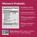 Physicians Choice Probióticos para Mujeres 50 Mil Millones CFU - 30 Cápsulas de Liberación Retardada - Tabla Nutricional - Haz Tu Pedido