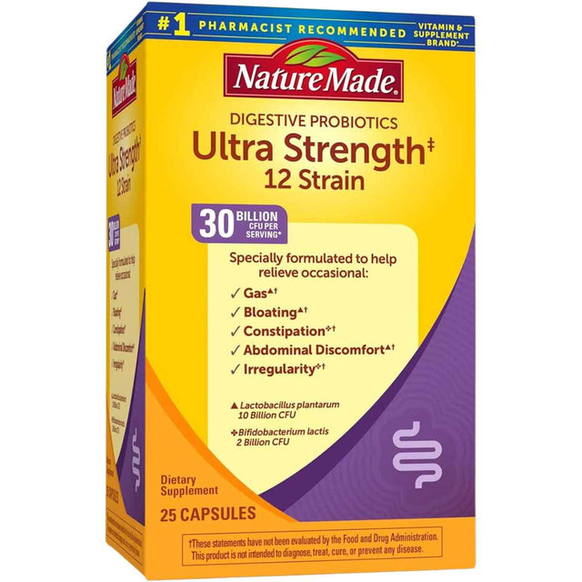 Nature Made Probióticos Digestivos Ultra Fuerza 30 Mil Millones CFU - 25 Cápsulas - Haz Tu Pedido
