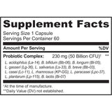 Naturelo Probióticos para la Salud Digestiva 50 Mil Millones CFU - 60 Cápsulas de Liberación Retardada - Tabla Nutricional - Haz Tu Pedido+