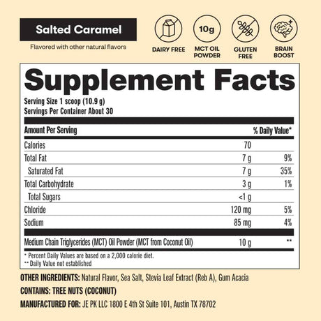 Perfect Keto MCT Oil Powder - 30 Servicios - Tabla Nutricional - Haz Tu Pedido