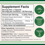 Double Wood Supplements Extracto de Rhodiola Rosea 500 mg - 120 Cápsulas - Tabla Nutricional - Haz Tu Pedido