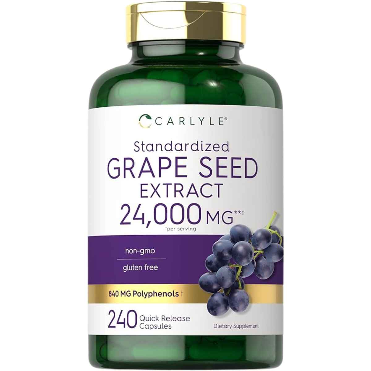 Carlyle Extracto de Semilla de Uva  24000 mg - 240  Cápsulas de Liberación Rápida - Haz Tu Pedido