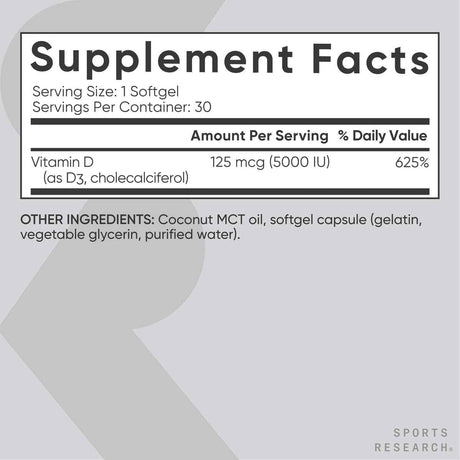 Sports Research Vitamina D3 Con Aceite De Coco - Haz Tu Pedido