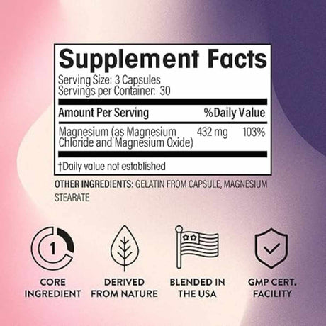 Nutrition Green Life Cloruro De Magnesio 432 mg - 90 Cápsulas - Tabla Nutricional - Haz Tu Pedido