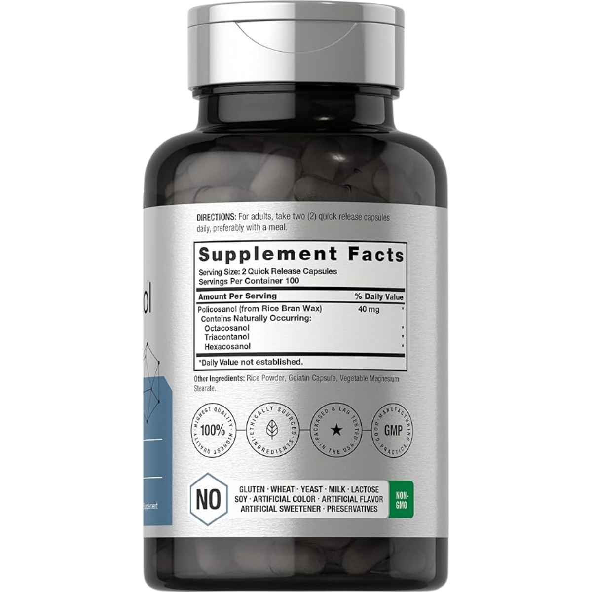 Horbäach Policosanol 40 mg - 200 Cápsulas - Tabla Nutricional - Haz Tu Pedido