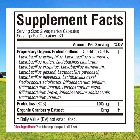 Innate Vitality Probióticos para Mujeres 50 Mil Millones CFU - 60 Cápsulas Vegetarianas - Tabla Nutricional - Haz Tu Pedido