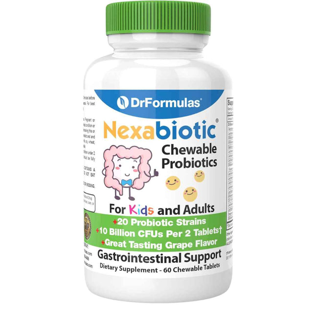 DrFormulas Nexabiotic® Probióticos Dentales Para Niños y Adultos 10 Mil Millones CFU - 60 Tabletas Masticable - Haz Tu Pedido