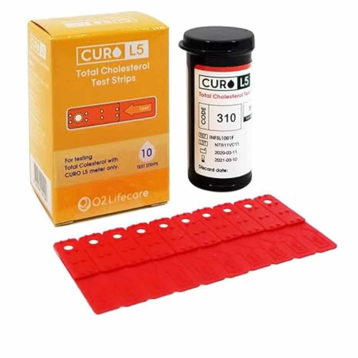 Curo Fit Tiras de Prueba de Colesterol en Sangre - 10 Tiras de Prueba - Tabla Nutricional - Haz Tu Pedido