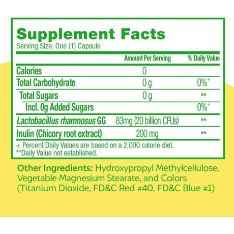 Culturelle Probiótico de Máxima Fuerza - 30 Cápsulas Vegetarianas - Tabla Nutricional - Haz Tu Pedido