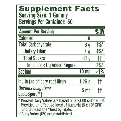 Align Probiotic Suplemento Probiótico - Sabor Frutas - 50 Gomitas - Tabla Nutricional - Haz Tu Pedido