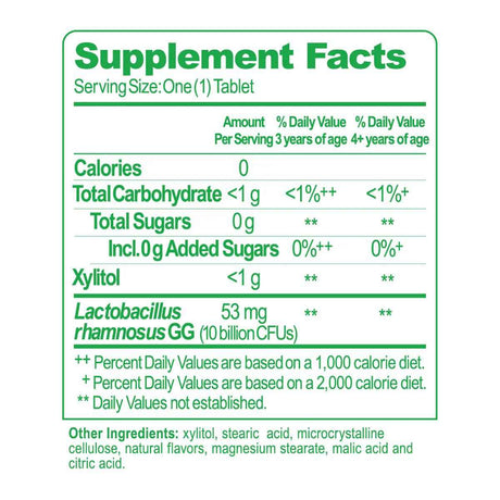 Culturelle Probióticos para Niños Apoyo Digestivo con Antibióticos - Sabor Naranja - 20 Tabletas Masticable - Tabla Nutricional - Haz Tu Pedido