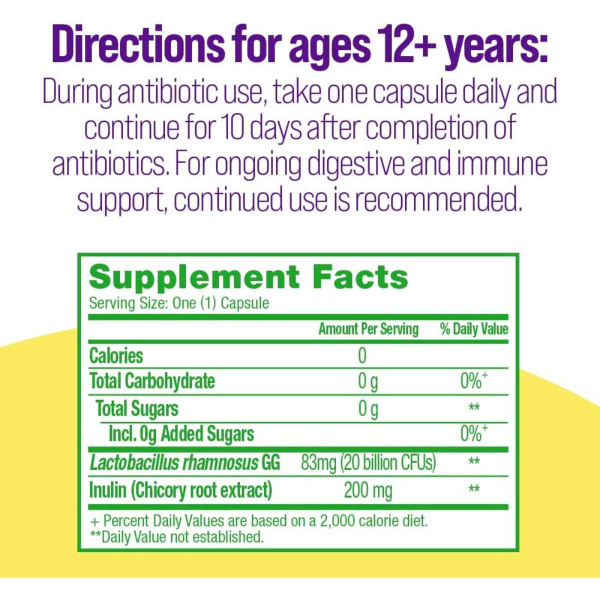 Culturelle Probiótico para Equilibrio Total con Uso de Antibióticos - 20 Cápsulas Vegetarianas - Tabla Nutricional - Haz Tu Pedido