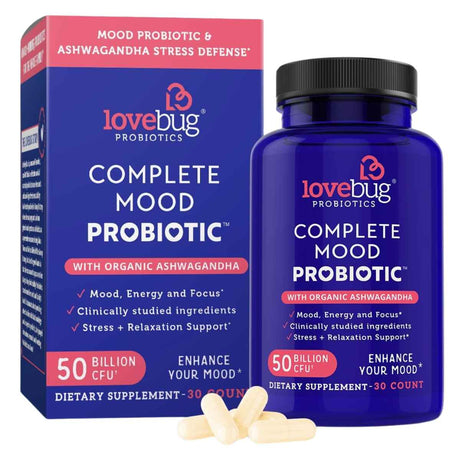Lovebug Probiotics Complete Mood  Energia Natural 50 Mil Millones CFU - 30 Cápsulas - Haz Tu Pedido