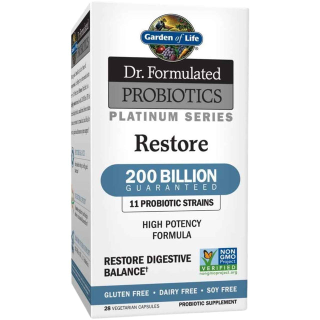 Garden of Life Dr. Formulated Probióticos Serie Platinum Restauración Total 200 Mil Millones CFU - 28 Cápsulas Vegetales - Haz Tu Pedido
