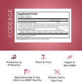 Codeage  Probiótico SBO Para Mujeres 50 Mil Millones CFU - Sabor Arándano Rojo - 60 Cápsulas Vegetales - Tabla Nutricional - Haz Tu Pedido