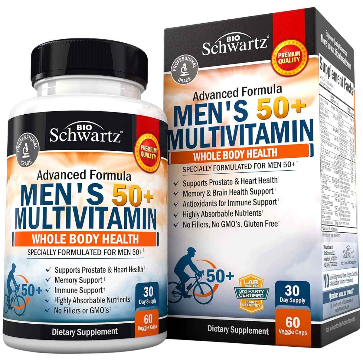 BioSchwartz Multivitamínico para Hombres 50+ Vitalidad y Bienestar - 60 Cápsulas Vegetales - Haz Tu Pedido