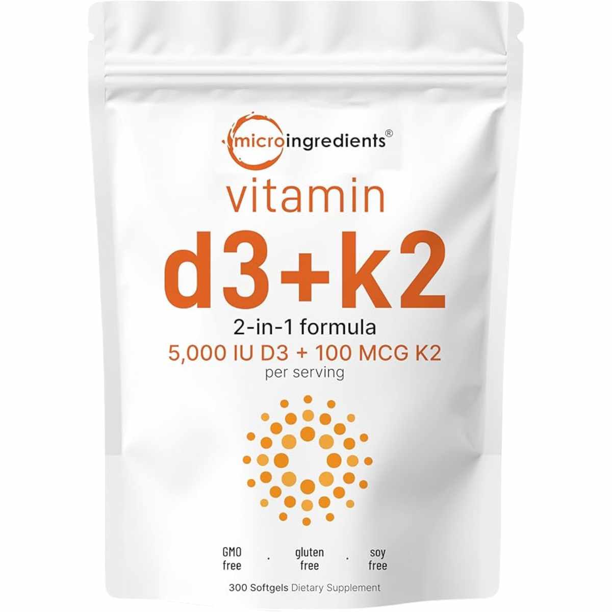Micro Ingredients  Vitamina D3 con K2  - 300 Cápsulas Blandas - Haz Tu Pedido