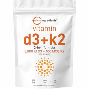Micro Ingredients  Vitamina D3 con K2  - 300 Cápsulas Blandas - Haz Tu Pedido