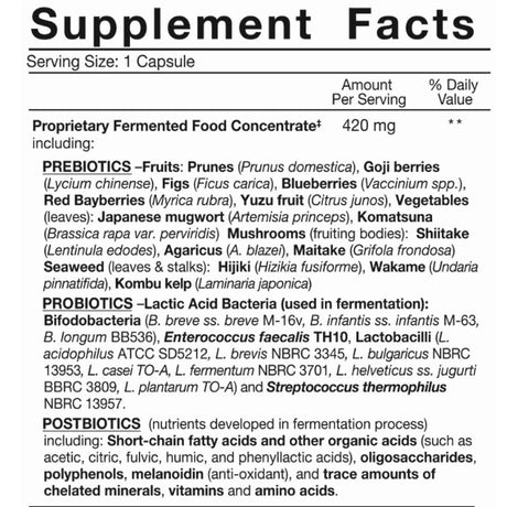 Dr. Ohhira's  Probióticos Fórmula Profesional - 60 Cápsulas - Tabla Nutricional - Haz Tu Pedido