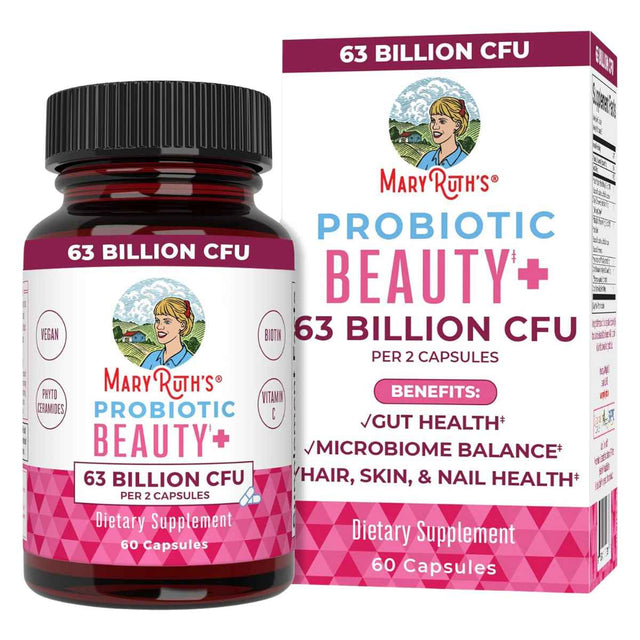 MaryRuth Organics Belleza Interior con Probióticos 63 Mil Millones CFU - 60 Cápsulas - Haz Tu Pedido