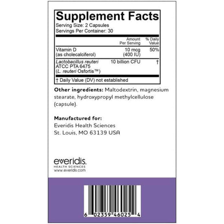 BioGaia Osfortis Probiótico para Apoyo Óseo y Articular - 60 Cápsulas - Tabla Nutricional - Haz Tu Pedido