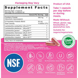 NutriCelebrity NutriFlora-Pro® Probióticos para Mujeres 10 Mil Millones CFU - 60 Cápsulas Vegetales - Tabla Nutricional - Haz Tu Pedido