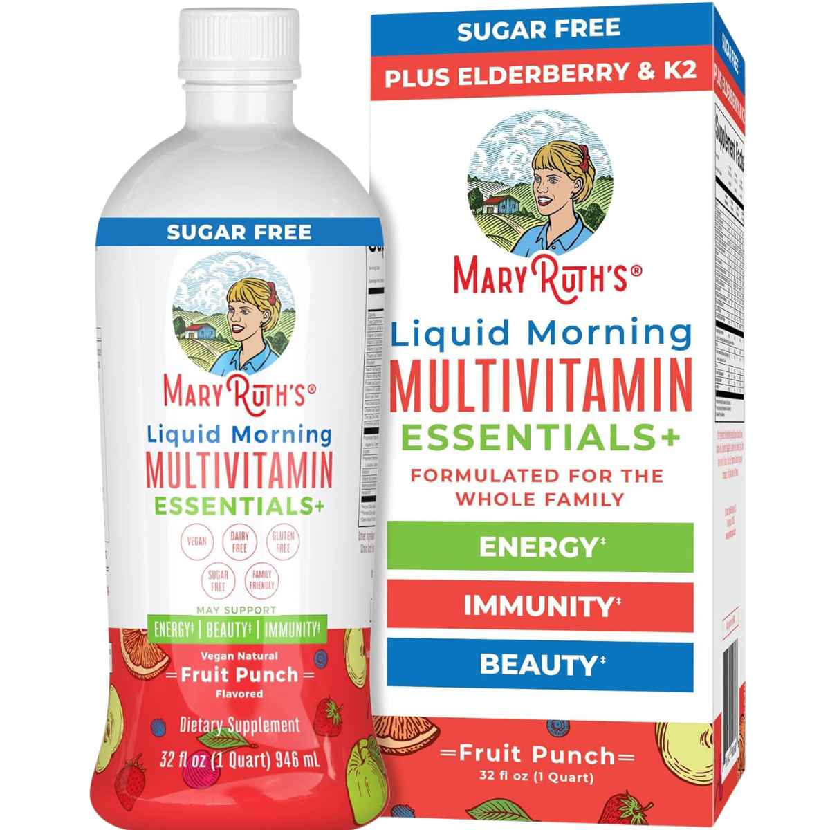 MaryRuth Organics Esenciales Multivitamínicos - Sabor Ponche de Frutas - 32 Fl oz - Haz Tu Pedido
