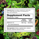 PlantFusion Vitamina B12 500 mcg - 100  Tabletas - Tabla Nutricional - Haz Tu Pedido