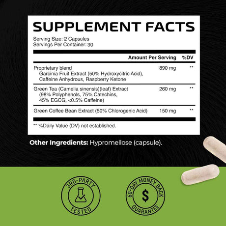 Nobi Nutrition Quemador De Grasa Con Té Verde  - 60 Cápsulas - Tabla Nutricional - Haz Tu Pedido