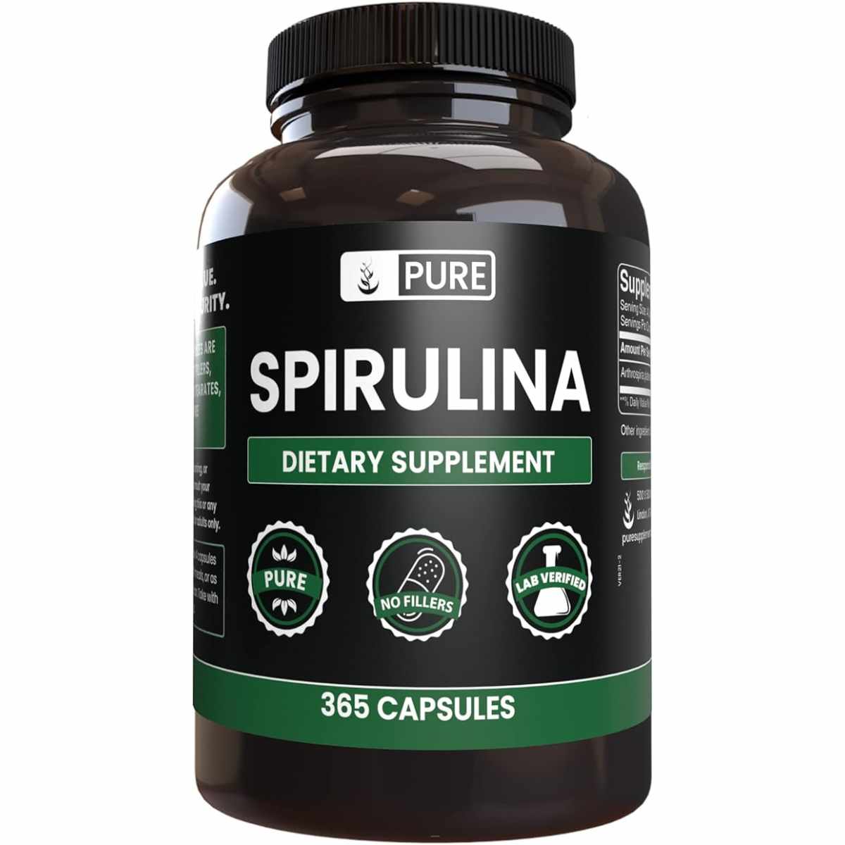 Pure Organic Ingredients Espirulina  - 365  Cápsulas - Haz Tu Pedido