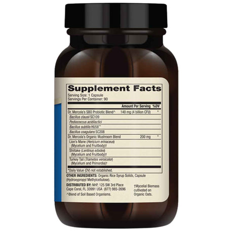 Dr. Mercola Probiótico Restaurador Completo con Esporas SBO 4 Mil Millones CFU - 90 Cápsulas - Tabla Nutricional - Haz Tu Pedido