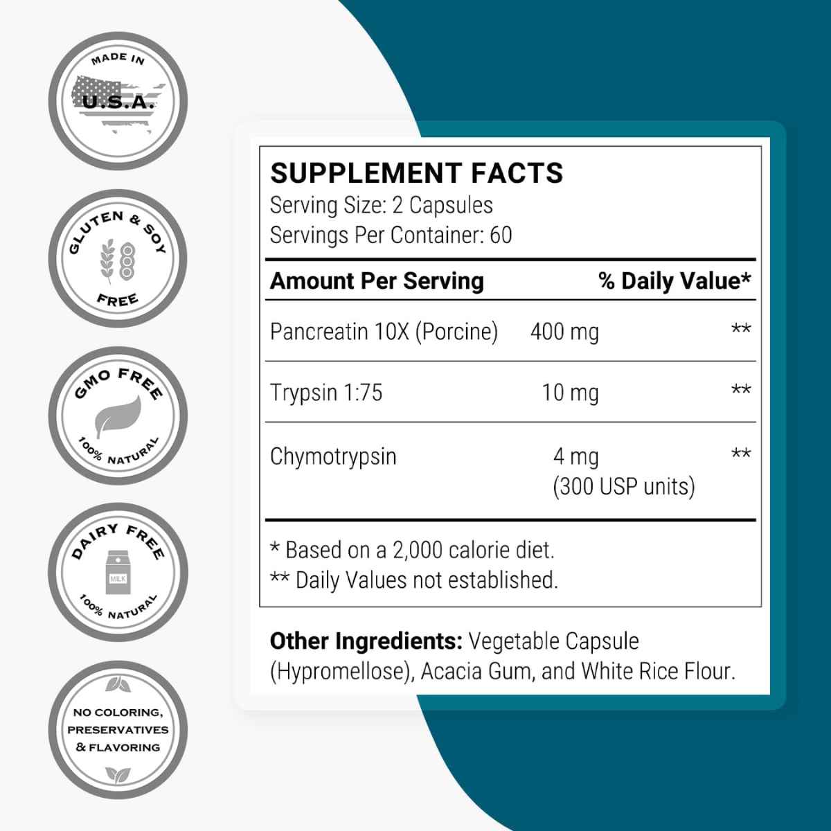 Super Smart Pancreatina - 120 Cápsulas - Tabla Nutricional - Haz Tu Pedido