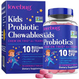 Lovebug Probiotics Probiótico Para Niños 10 Mil Millones CFU - Sabor Bayas - 30 Tabletas Masticable - Haz Tu Pedido