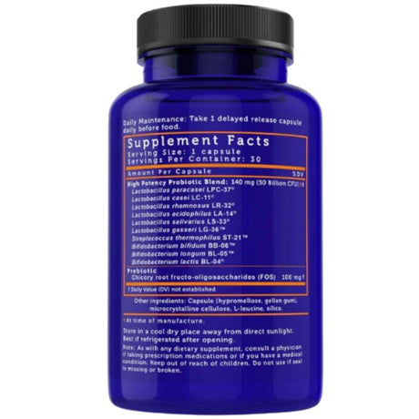Lovebug Probiotics Potencia Avanzada para Cada Día 50 Mil Millones CFU - 30 Cápsulas - Tabla Nutricional - Haz Tu Pedido