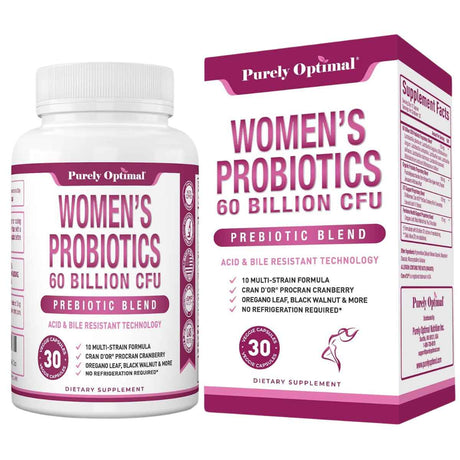 Purely Optimal  Probióticos para Mujeres 60 Mil Millones CFU - 30 Cápsulas - Haz Tu Pedido