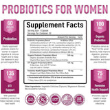 Purely Optimal  Probióticos para Mujeres 60 Mil Millones CFU - 30 Cápsulas - Tabla Nutricional - Haz Tu Pedido