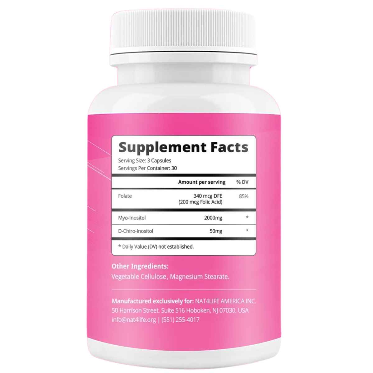 BeLive Inositol Myo y D-Chiro con Ácido Fólico - 90 Cápsulas Vegetales - Tabla Nutricional - Haz Tu Pedido