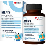 Nature Target Probiótico para Hombres Bienestar Intestinal y Mental 60 Mil Millones CFU - 90 Tabletas - Haz Tu Pedido