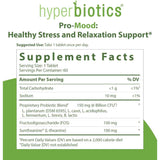 Hyperbiotics Probiótico PRO Ánimo para Manejo de Estrés y Relajación 6 Mil Millones CFU - 60 Tabletas de Liberación Prolongada - Tabla Nutricional - Haz Tu Pedido