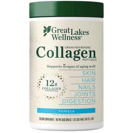 Great Lakes Wellness - Péptidos de Colágeno Bovino Sabor Vainilla (12 g - 10 oz)
