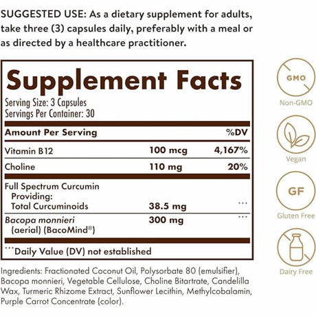 Solgar Cúrcuma  - 90 Cápsulas Liquidas - Tabla Nutricional - Haz Tu Pedido