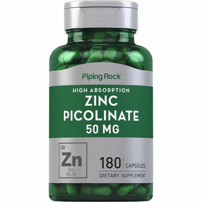 Piping Rock Picolinato de Zinc 50 mg - 180  Cápsulas de Liberación Rápida - Haz Tu Pedido