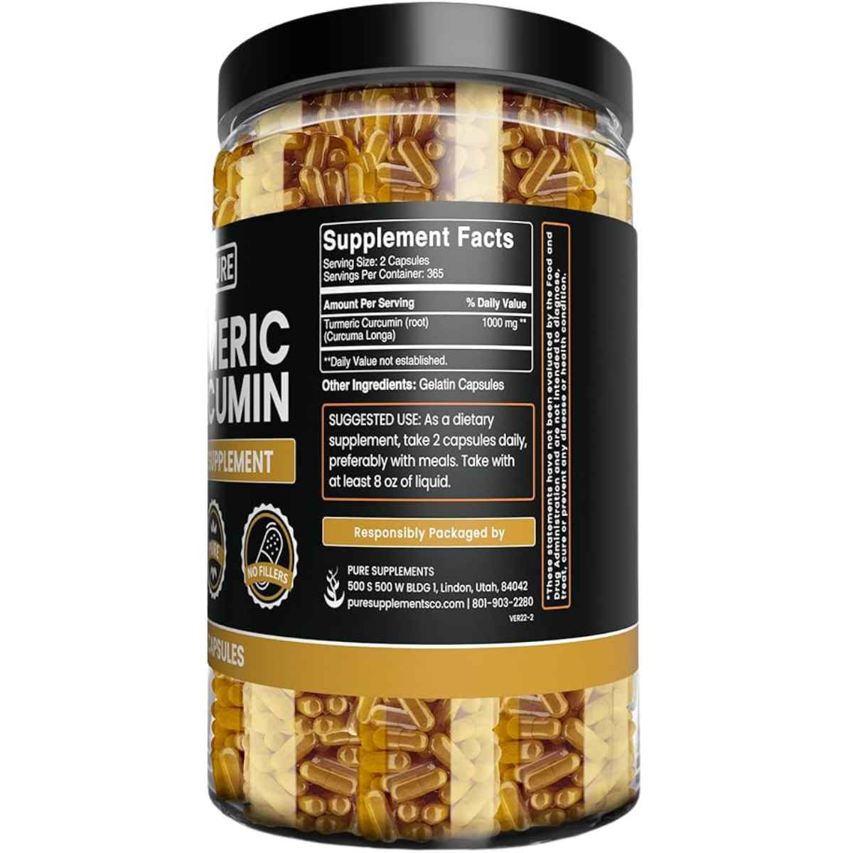Pure Original Ingredients Cúrcuma Curcumina - 730  Cápsulas - Tabla Nutricional - Haz Tu Pedido