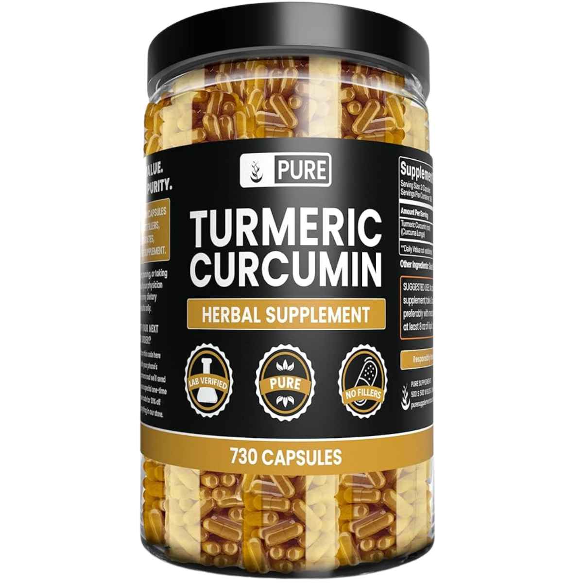 Pure Original Ingredients Cúrcuma Curcumina - 730  Cápsulas - Haz Tu Pedido